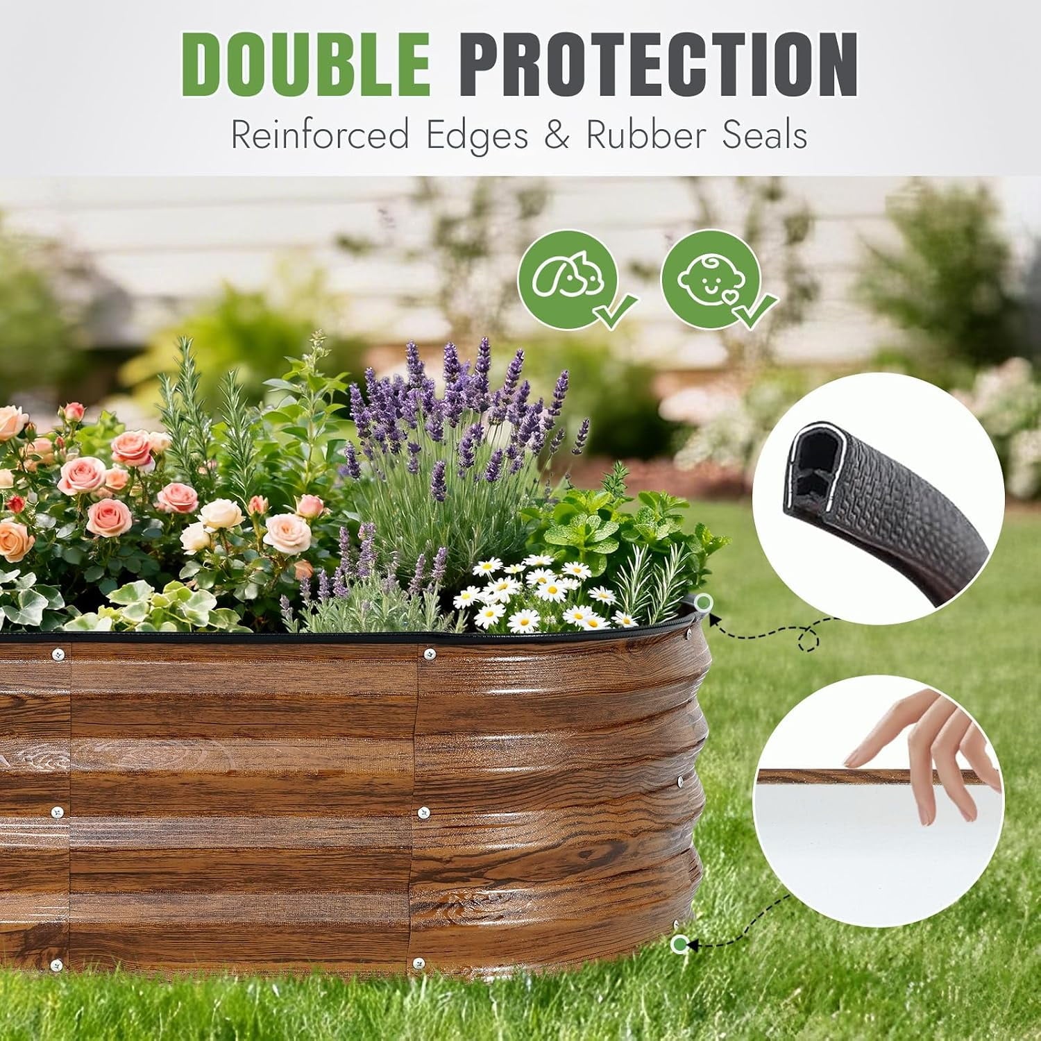 4 Pack 4x2x1 FT Raised Garden Bed Kit, Galvanized Metal Planter Box for Vegetables,fruits,Brown