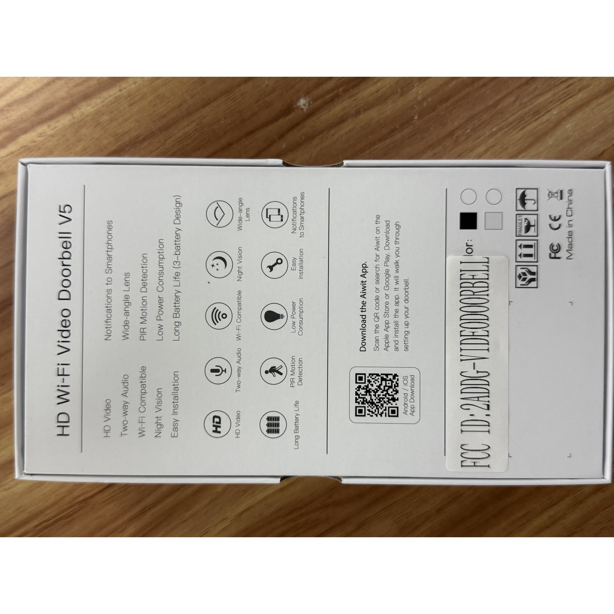 VEAT00L Doorbell Camera Wireless,1080P Video Doorbell with Chime,Head-to-Toe video, Live View with Two-Way Talk, PIR Motion Detection, 2.4GHz WiFi