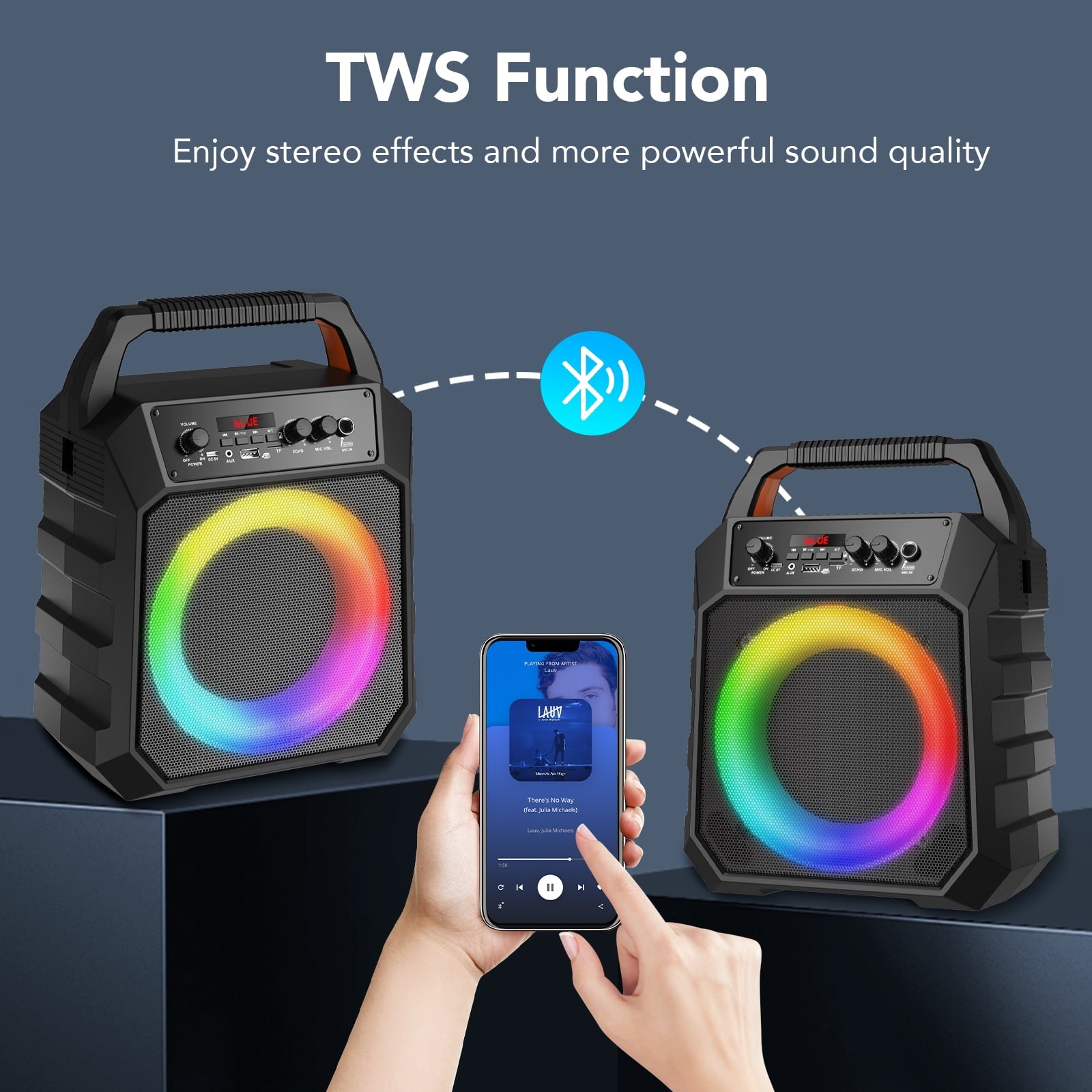 Karaoke Machine for Adults Kids, Karaoke Speaker with 2 Microphone, Portable Bluetooth Speaker with DJ Lights for Party, Support USB