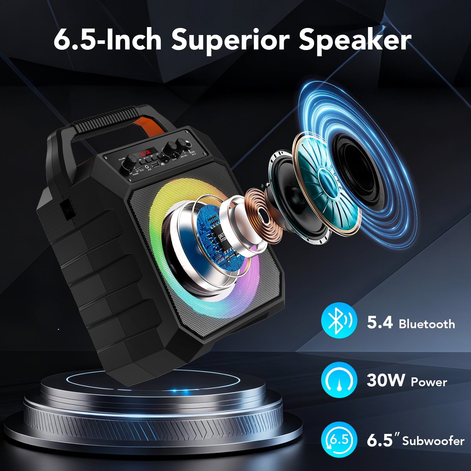 Karaoke Machine for Adults Kids, Karaoke Speaker with 2 Microphone, Portable Bluetooth Speaker with DJ Lights for Party, Support USB