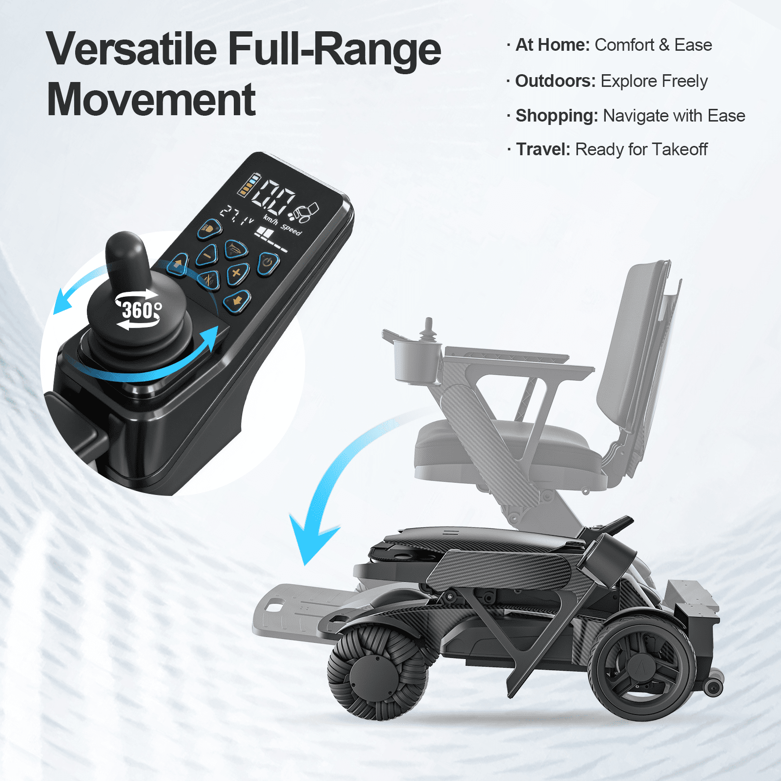 Tivaro Foldable Electric Power Chair for Adults, All-Terrain, 265-Lb Capacity, Black