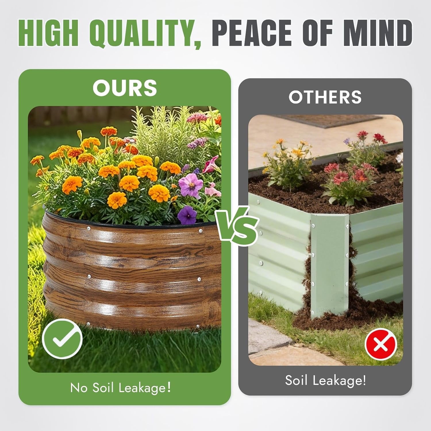 2 Pack 4x2x1 FT Galvanized Raised Garden Bed with Rubber Strip Edging, Metal Raised Planters Box for Gardening,Easy Assembly Garden Bed Kit,Brown