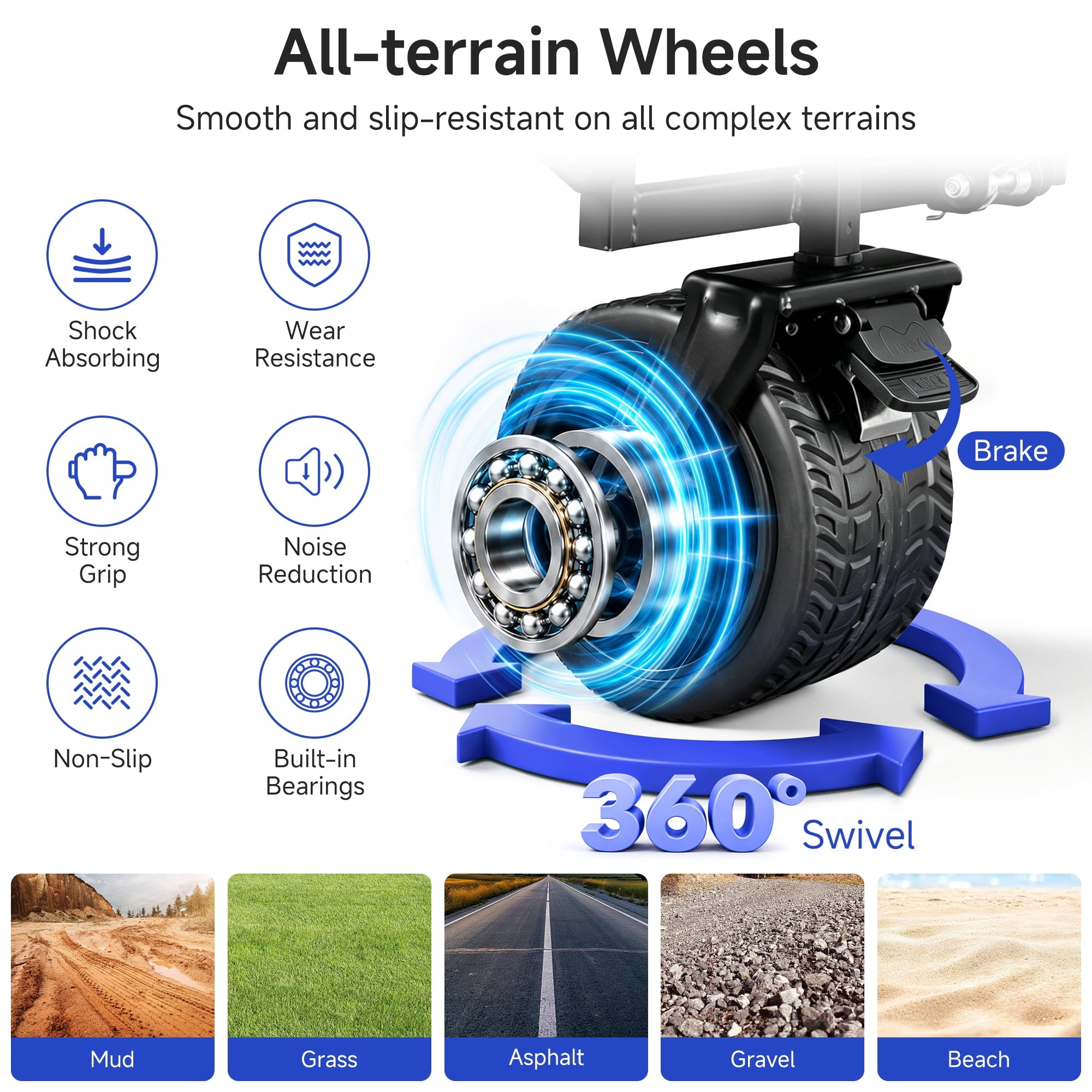 ANSFIL Collapsible Wagon with Wheels, Wagons Carts Foldable Wagon Cart with Flexible Handle, Folding Utility Heavy Duty Wagons Carts for Grocery Shopping Garden，Blue
