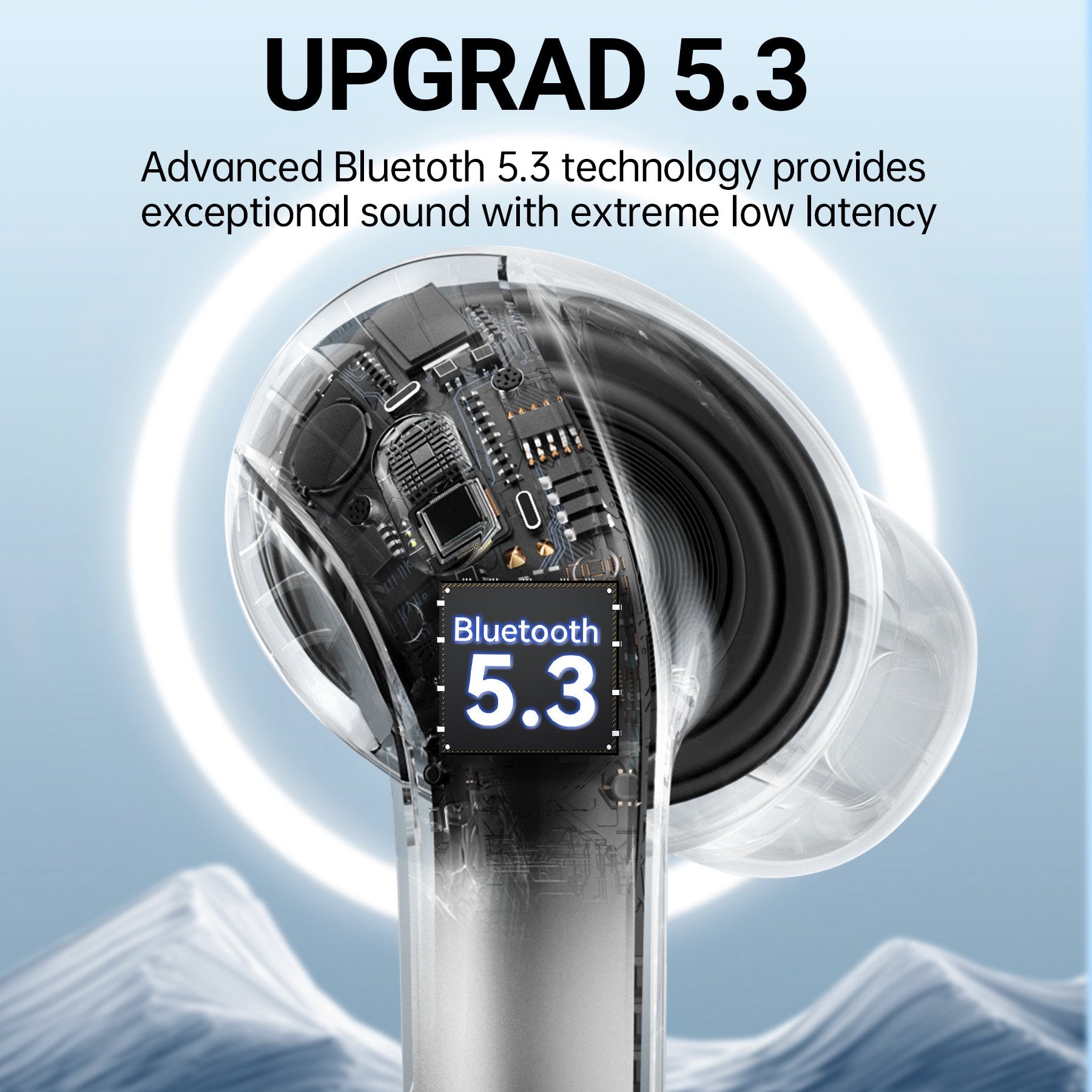 VEATOOL X15 Wireless Earbuds Bluetooth 5.3 Headphones,72H Hi-Fi Stereo Deep Bass Earphones with Noise Cancelling Mic IP7 Waterproof Sport Headset with LED Power Display for Laptop Pad Phones Black