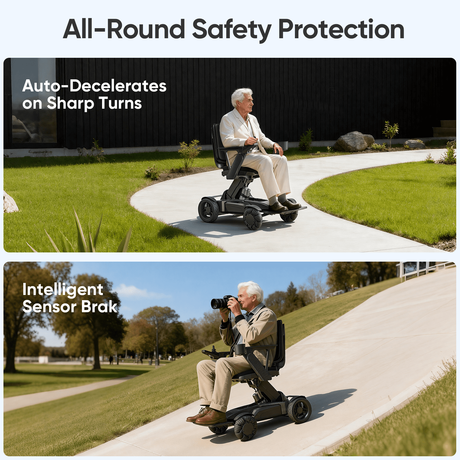 Tivaro Foldable Electric Power Chair for Adults, All-Terrain, 265-Lb Capacity, Black