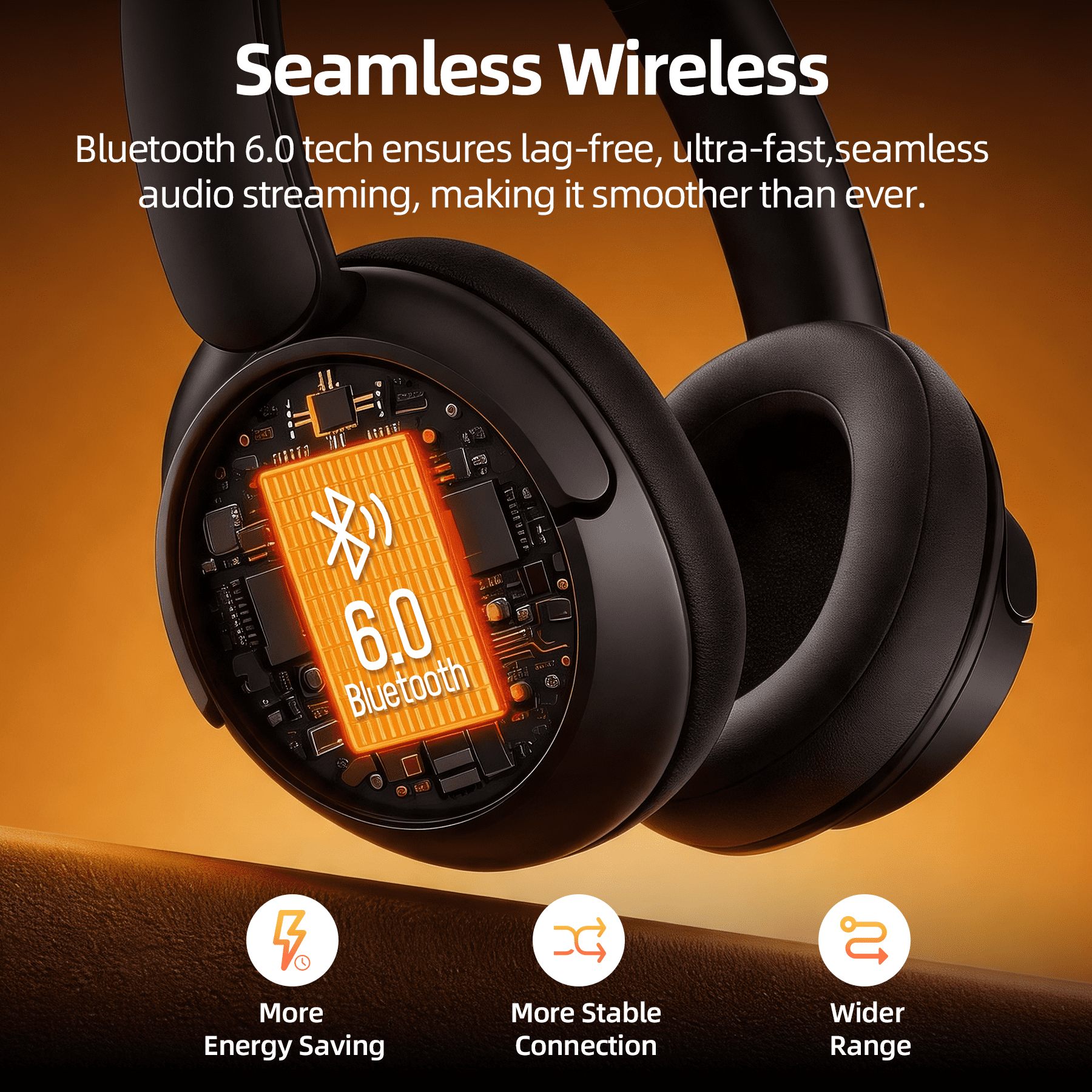 VEAT00L -45dB Hybrid Active Noise Cancelling Headphones, 120H Playtime Bluetooth Over Ear Headphones, Bluetooth 6.0 Wireless Headset with Head Tracking, 6 ENC Mic, Spitial Audio, Transparency Mode
