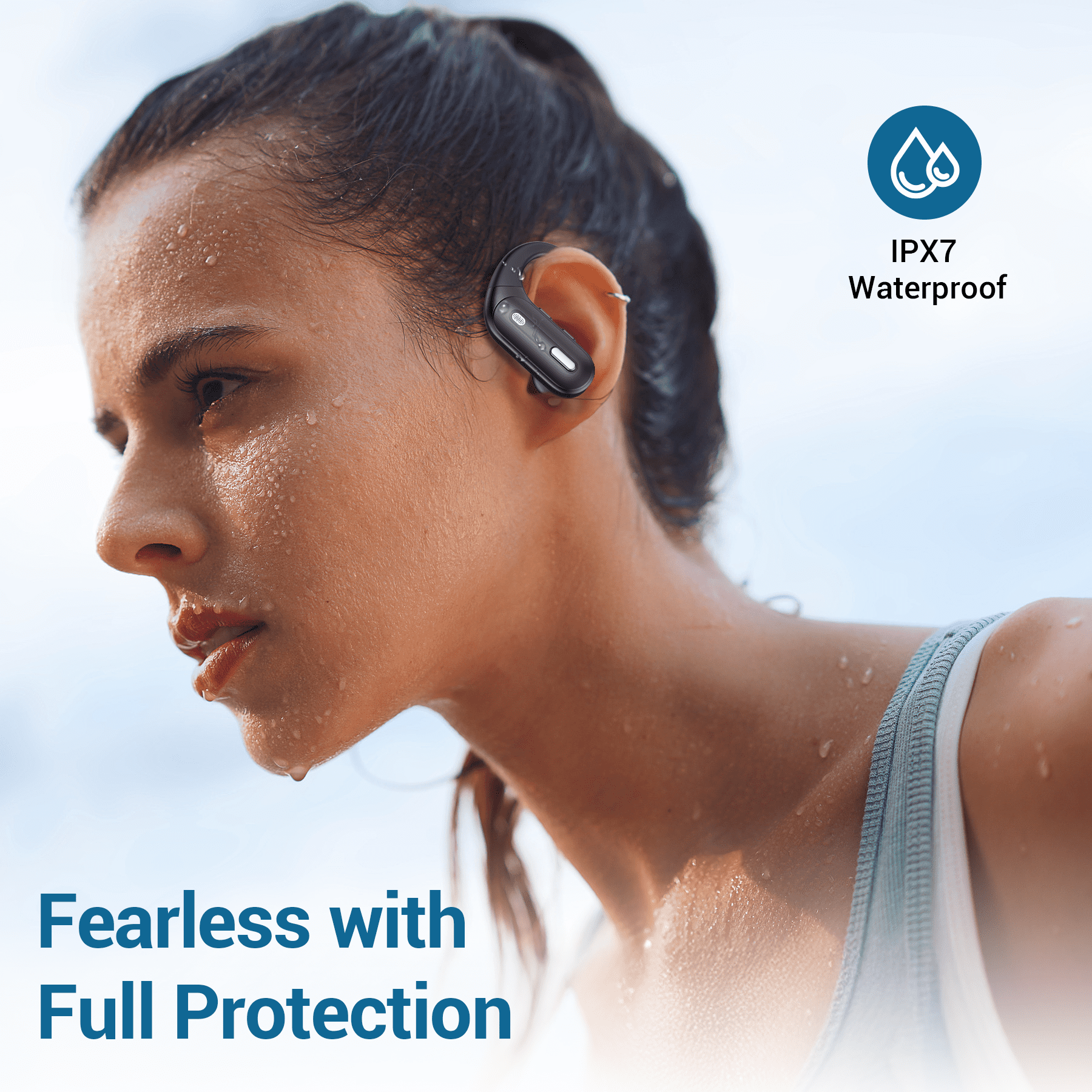 Hybrid Active Noise Cancelling Wireless Ear Buds, 75Hrs Bluetooth 5.3 Headphones IP7 Waterproof for Sport, Running Wireless Earphones with ENC, Deep Bass Over Ear bud with Earhooks for Android, iOS