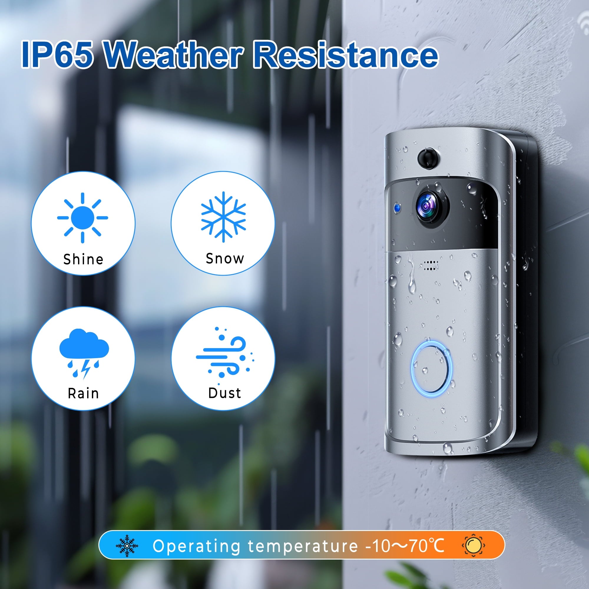 VEAT00L Doorbell Camera Wireless,1080P Video Doorbell with Chime,Head-to-Toe video, Live View with Two-Way Talk, PIR Motion Detection, 2.4GHz WiFi