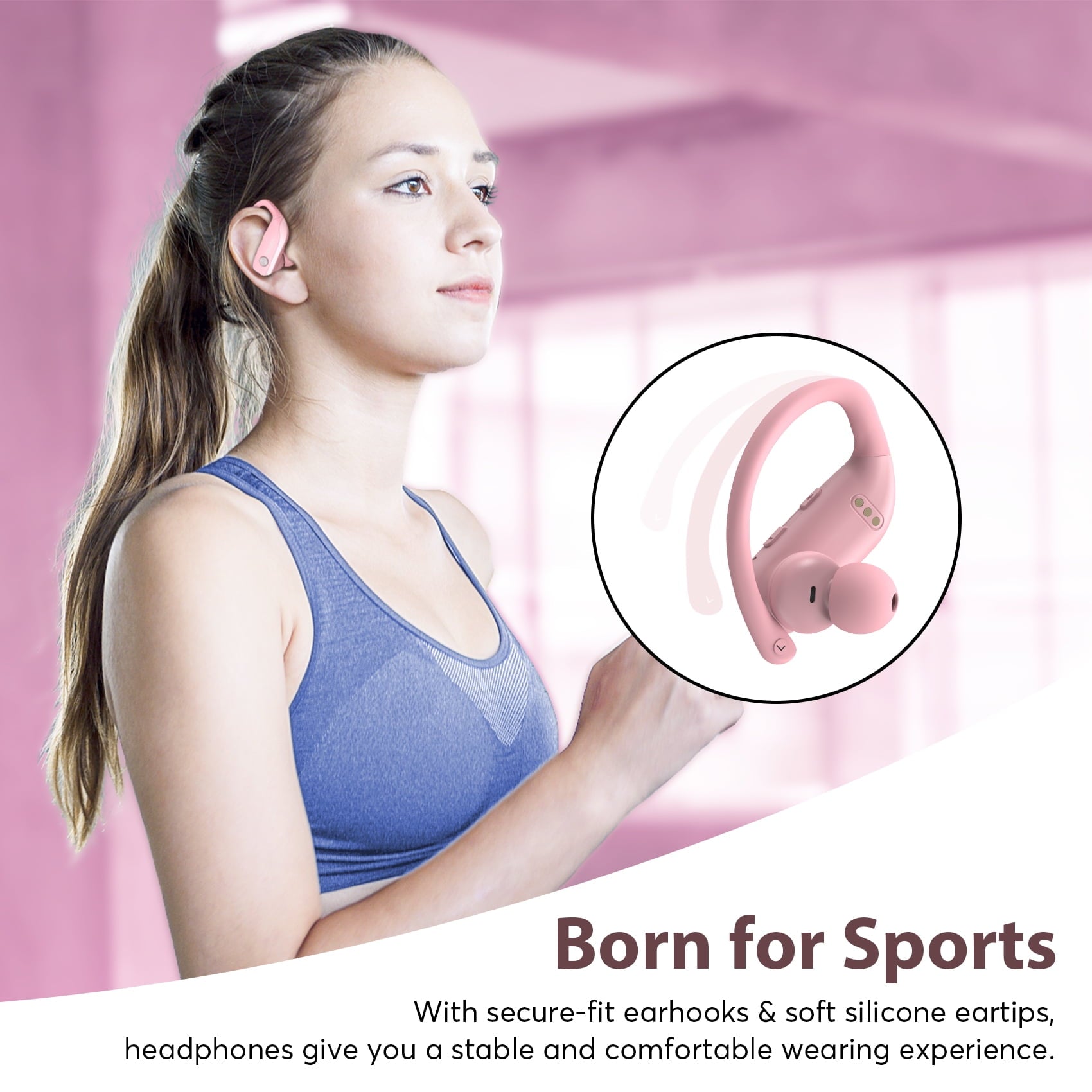 VEAT00L Wireless Earbuds Bluetooth Headphone Sport, Bluetooth 5.4 Earbud, 72Hrs Earphone with Earhook, Noise Cancelling Mic, IP7 Waterproof Headset for Workout/Running