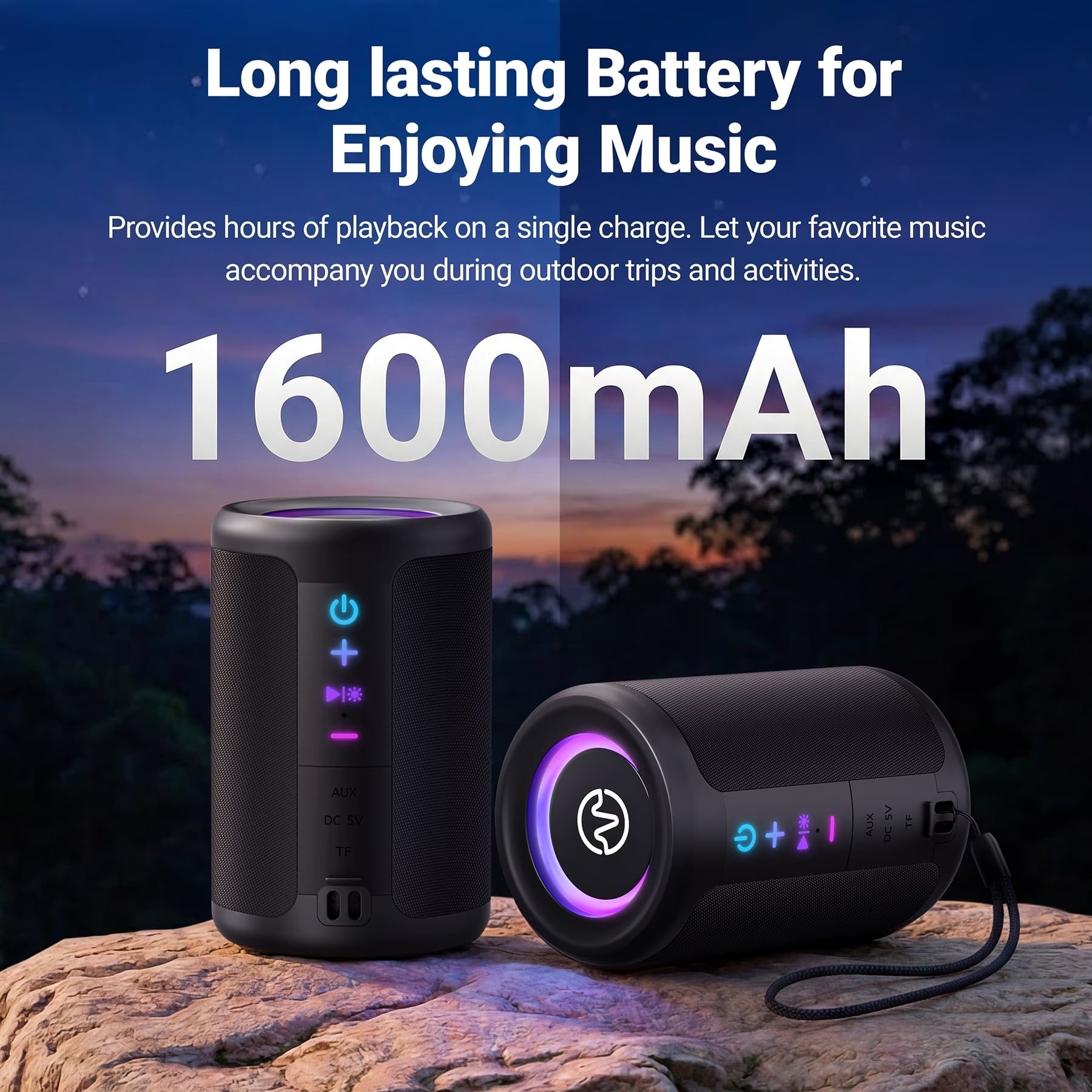 VEAT00L S16 Bluetooth speaker, Wireless Portable Bluetooth Speaker with Waterproof, Up to 24H Playtime,Powerful Bass,BT 5.4,LED Lights,TWS Pairing for Home/Party/Outdoor/Beach,Birthday Gift