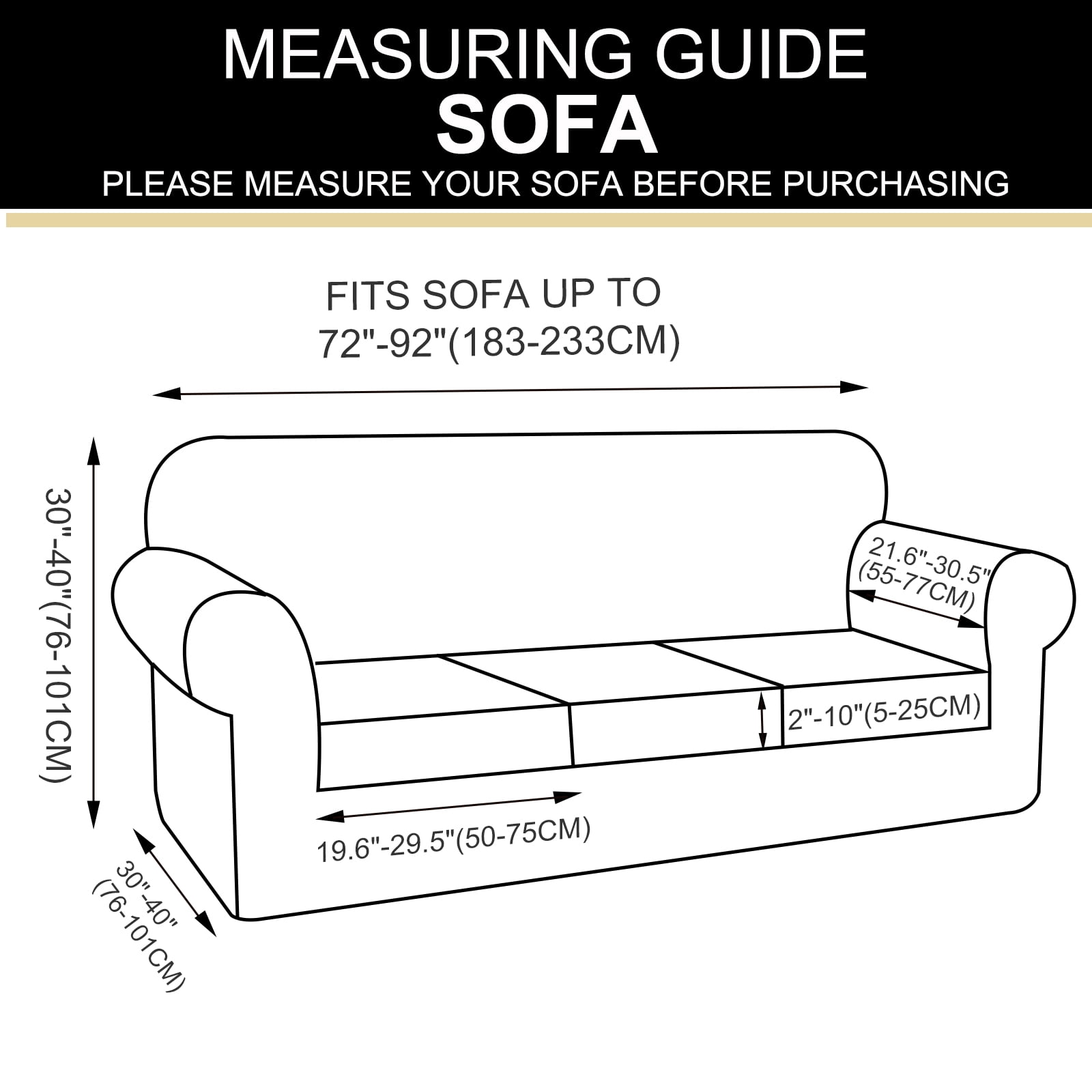 U-NICE HOME 4-Piece Stretch Sofa Cover for 3-Cushion Couch Pet-Friendly, Chocolate